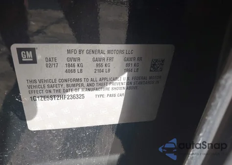 2017 Chevrolet Malibu 1Lt from USA, damaged, VIN 1G1ZE5ST2HF236325